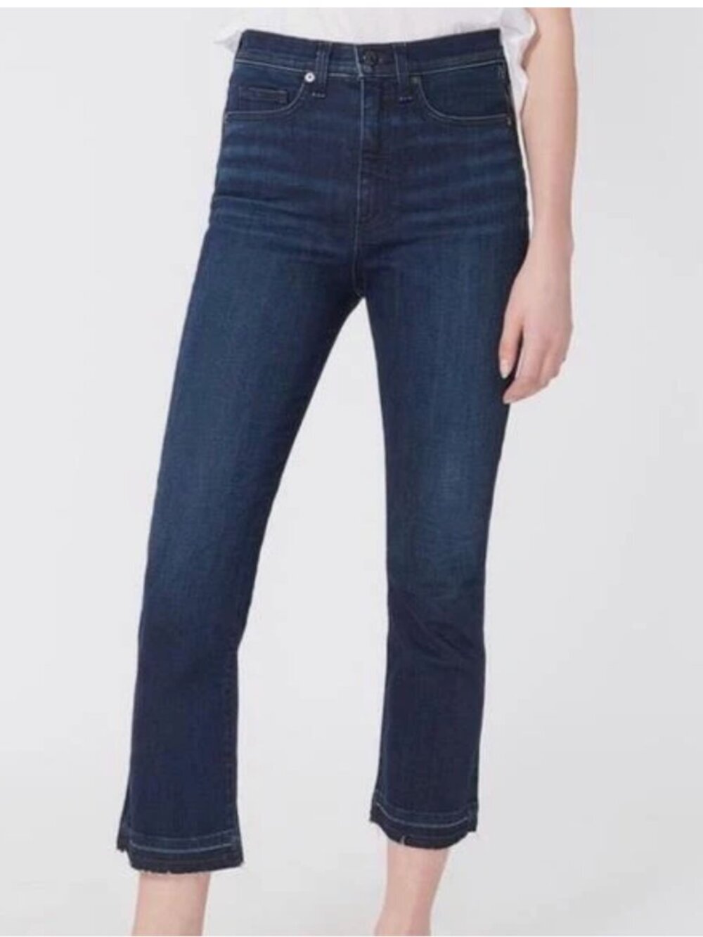 VERONICA BEARD Carly 11" Kick Flare Jeans Midnight High Rise Raw Hem Size 26